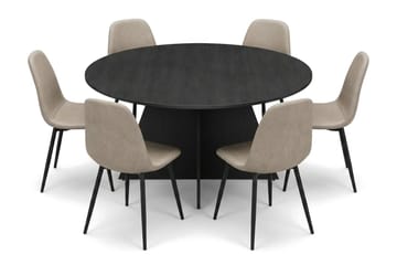 Vera Matgrupp runt 150 cm Svart med 6 Nibe Matstolar - Svart - Products - Möbler - Bord & matgrupp - Matgrupp