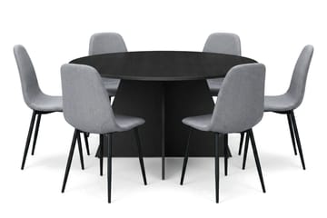 Vera Matgrupp runt 150 cm Svart med 6 Nibe Matstolar - Svart - Products - Möbler - Bord & matgrupp - Matgrupp