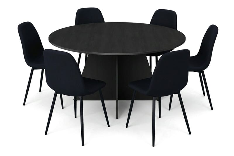 Vera Matgrupp runt 150 cm Svart med 6 Nibe Matstolar - Svart - Products - Möbler - Bord & matgrupp - Matgrupp