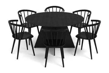 Vera Matgrupp runt 150 cm Svart med 6 Tyrö Matstolar - Svart - Products - Möbler - Bord & matgrupp - Matgrupp