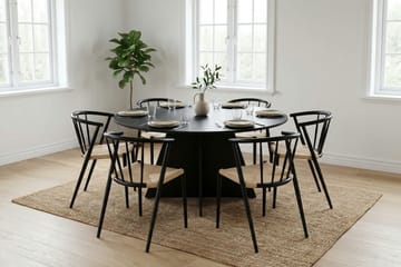 Vera Matgrupp runt 150 cm Svart med 6 Winston Matstolar - Svart - Products - Möbler - Bord & matgrupp - Matgrupp