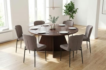 Vera Matgrupp runt 150 cm Valnöt med 6 Elsie Matstolar - Valnöt - Products - Möbler - Bord & matgrupp - Matgrupp