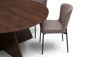 Vera Matgrupp runt 150 cm Valnöt med 6 Elsie Matstolar - Valnöt - Products - Möbler - Bord & matgrupp - Matgrupp