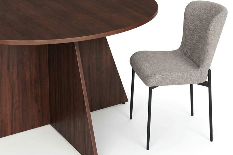 Vera Matgrupp runt 150 cm Valnöt med 6 Elsie Matstolar - Valnöt/Ljusgrå - Products - Möbler - Bord & matgrupp - Matgrupp