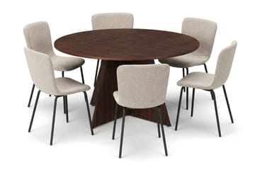 Vera Matgrupp runt 150 cm Valnöt med 6 Katy Matstolar - Valnöt - Products - Möbler - Bord & matgrupp - Matgrupp