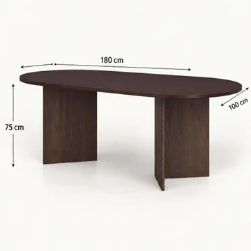 Vera Ovalt Matbord 180x100 cm med Trä- och Rökt Ek-utseende - Mörkbrun - Products - Möbler - Bord & matgrupp - Matbord & köksbord