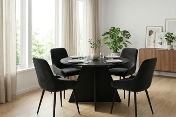 Vera Runt Matbord ø110 cm Fanér - Svartlaserad ek - Products - Möbler - Bord & matgrupp - Matbord & köksbord