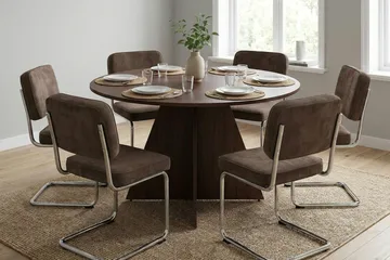 Vera Runt Matbord ø130 cm Fanér - Valnöt - Products - Möbler - Bord & matgrupp - Matbord & köksbord