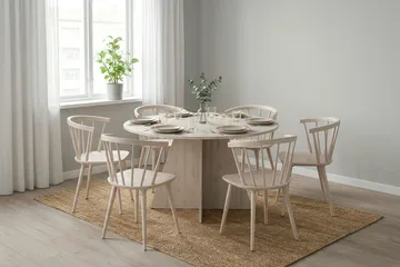 Vera Runt Matbord ø130 cm Fanér - Vitlaserad ek - Products - Möbler - Bord & matgrupp - Matbord & köksbord