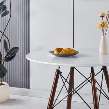 Vilgot runt matbord med bruna ben - Ø80 cm - Vit/Brun - Products - Möbler - Bord & matgrupp - Matbord & köksbord