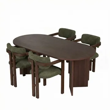 Vintar Matbord- och stolset 180x75x90 cm 5 delar - Milano Walnut, Dark Walnut, Green - Products - Möbler - Bord & matgrupp - Matgrupp