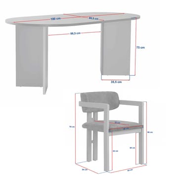 Vintar Matbord- och stolset 180x75x90 cm 5 delar - Milano Walnut, Dark Walnut, vit - Products - Möbler - Bord & matgrupp - Matgrupp