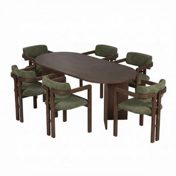 Vintar Matbord- och stolset 180x75x90 cm 7 delar - Milano Walnut, Dark Walnut, Green - Products - Möbler - Bord & matgrupp - Matgrupp