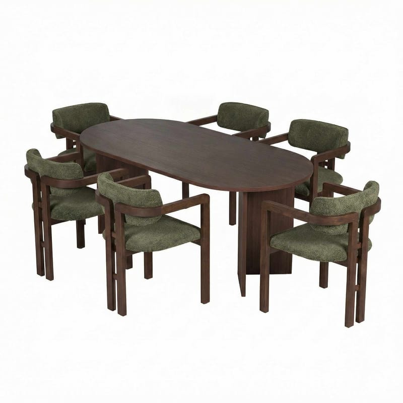 Vintar Matbord- och stolset 180x75x90 cm 7 delar - Milano Walnut, Dark Walnut, Green - Products - Möbler - Bord & matgrupp - Matgrupp