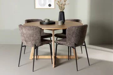 Yakidon Matgrupp 120 cm Rund med 4 Modesto stolar - Brun - Products - Möbler - Bord & matgrupp - Matgrupp