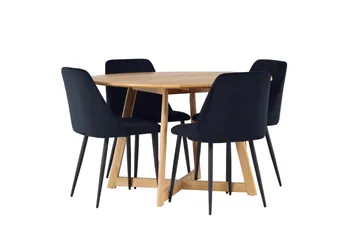 Yakidon Matgrupp 120 cm Rund med 4 Night stolar - Svart - Products - Möbler - Bord & matgrupp - Matgrupp