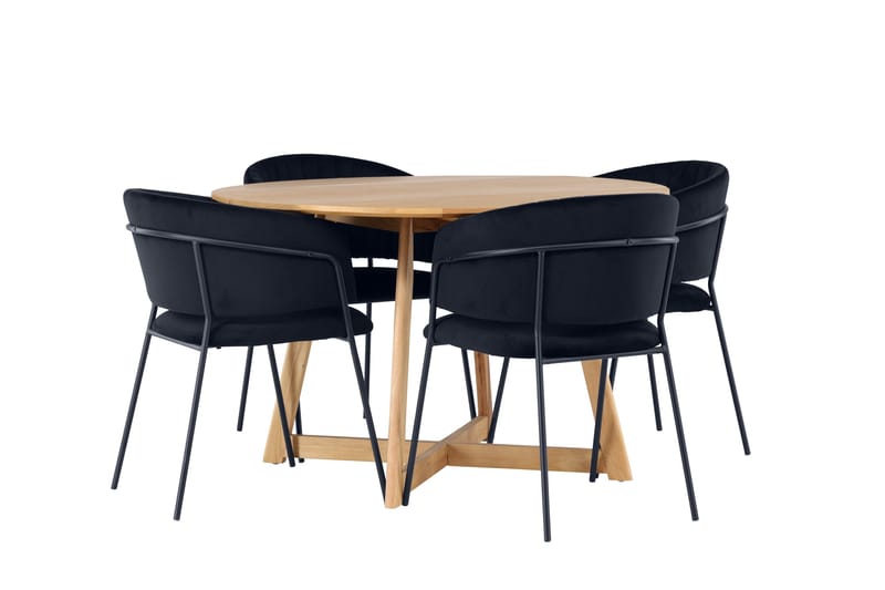 Yakidon Matgrupp 120 cm Rund med 4 Selma Stolar - Svart - Products - Möbler - Bord & matgrupp - Matgrupp