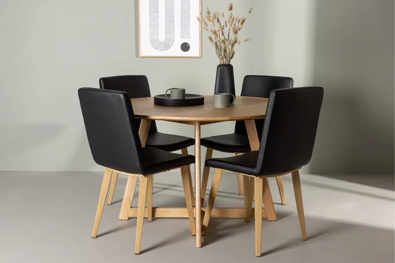 Yakidon Matgrupp 120 cm Rund med 4 Today stolar - Svart - Products - Möbler - Bord & matgrupp - Matgrupp