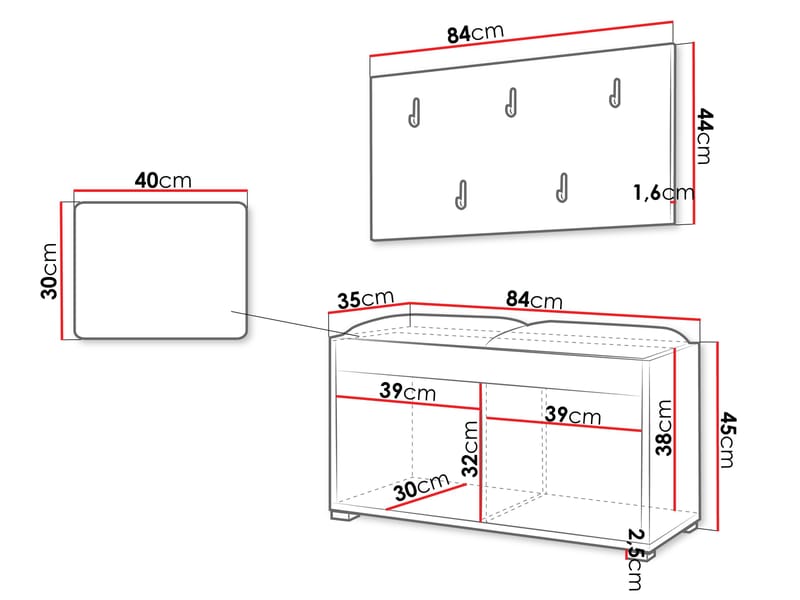 Agawal Hallmöbelset - Brun - Products - Möbler - Hallmöbler - Möbelset för hall & entre