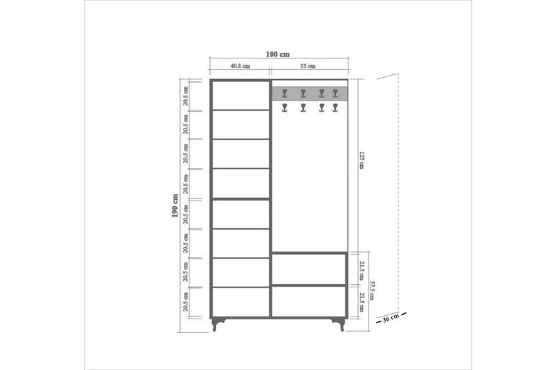 Brokind Klädförvaring 100 cm - Brun - Products - Möbler - Hallmöbler - Möbelset för hall & entre