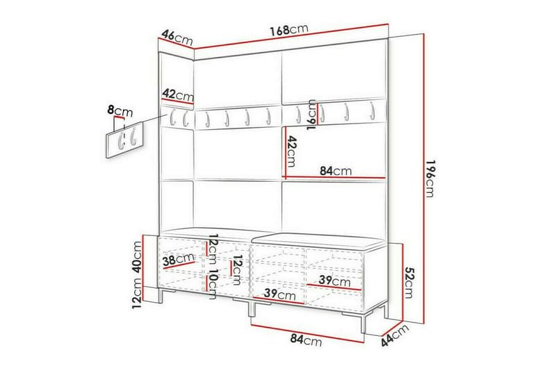 Dunvegan Hallmöbelset 168x46 cm - Mörkbrun - Products - Möbler - Hallmöbler - Möbelset för hall & entre
