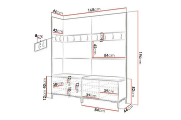 Dunvegan Hallmöbelset 168x46 cm - Svart - Products - Möbler - Hallmöbler - Möbelset för hall & entre