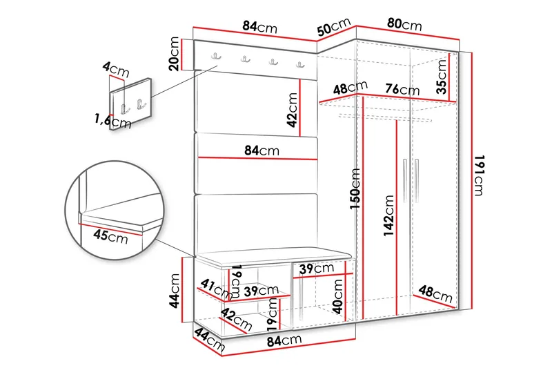 Farosa Hallmöbelset - Brun/Svart - Products - Möbler - Hallmöbler - Möbelset för hall & entre