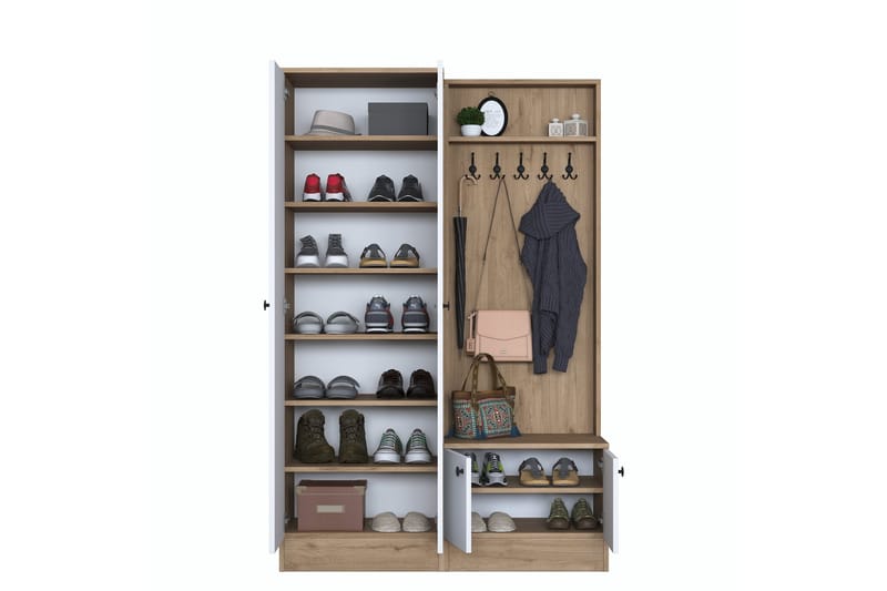 Hooda Hallmöbelset Brun/Vit - Hanah Home - Products - Möbler - Hallmöbler - Möbelset för hall & entre