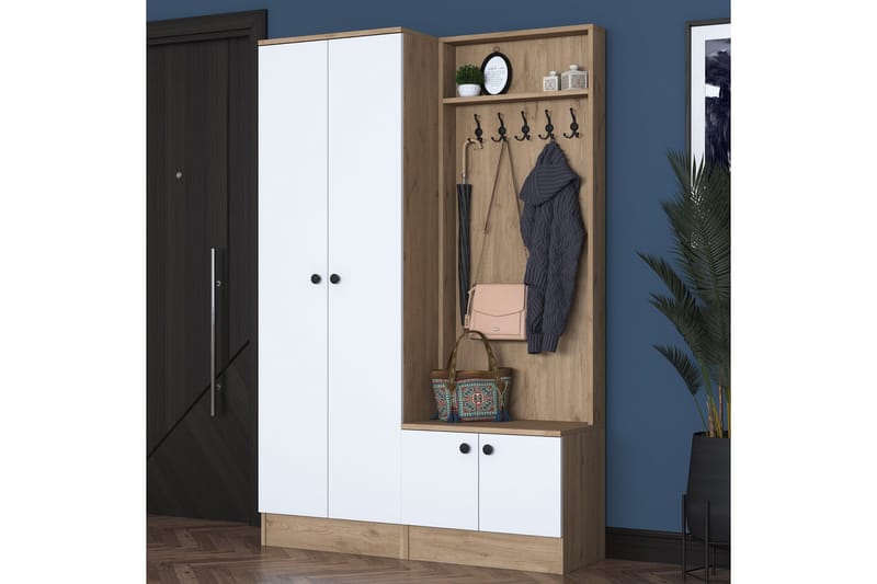 Hooda Hallmöbelset Brun/Vit - Hanah Home - Products - Möbler - Hallmöbler - Möbelset för hall & entre