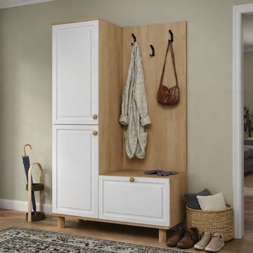 Faylen Hallmöbel 90x173x37 cm - Vit och ek - Products - Möbler - Hallmöbler - Möbelset för hall & entre