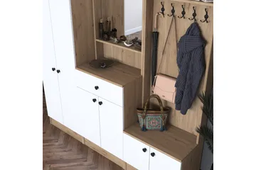 Hooda Hallmöbelset Brun/Vit - Hanah Home - Products - Möbler - Hallmöbler - Möbelset för hall & entre