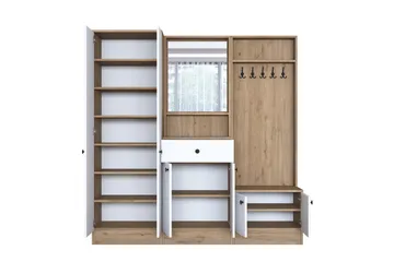 Hooda Hallmöbelset Brun/Vit - Hanah Home - Products - Möbler - Hallmöbler - Möbelset för hall & entre