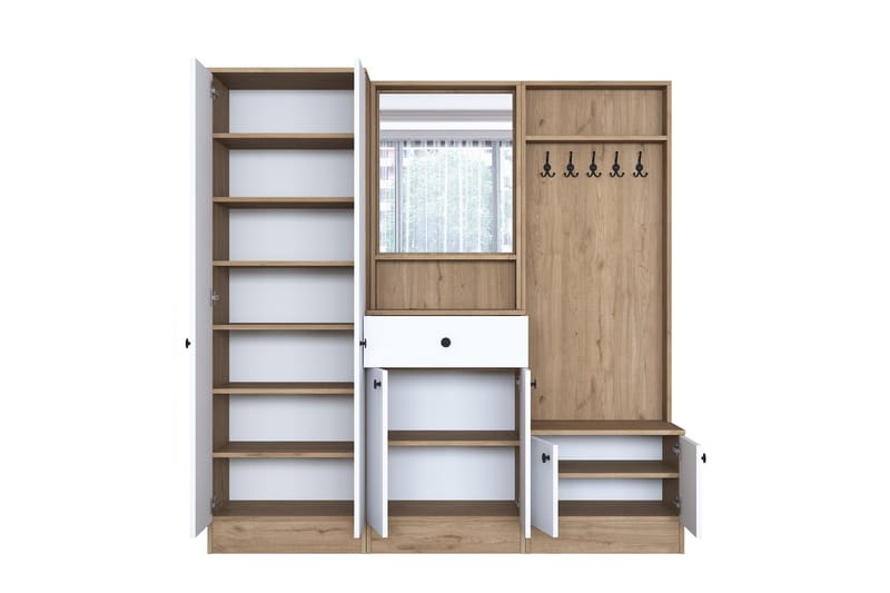 Hooda Hallmöbelset Brun/Vit - Hanah Home - Products - Möbler - Hallmöbler - Möbelset för hall & entre