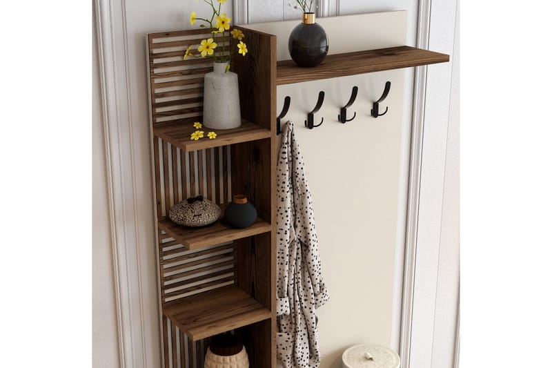 Schmida Hallmöbelset 90 cm - Mörkbrun/Beige - Products - Möbler - Hallmöbler - Möbelset för hall & entre