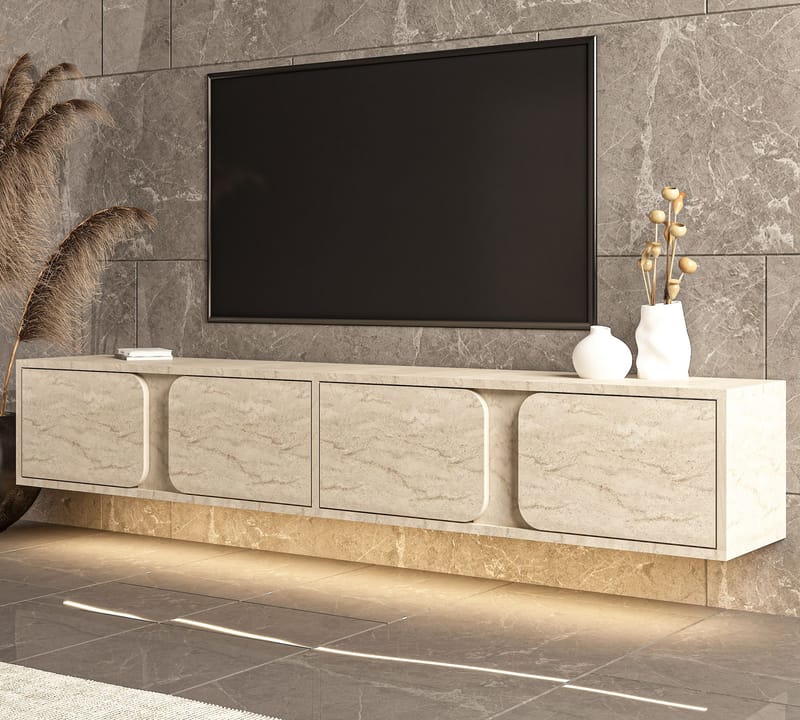 Adilen TV-bänk 180x30x30 cm - Travertin - Products - Möbler - TV- & Mediamöbler - TV bänk & mediabänk