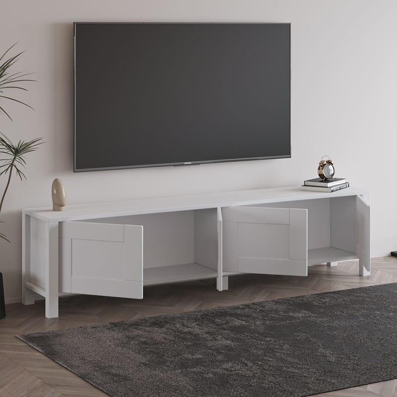 Belor TV-bänk 160x45x35 cm - Vit - Products - Möbler - TV- & Mediamöbler - TV bänk & mediabänk