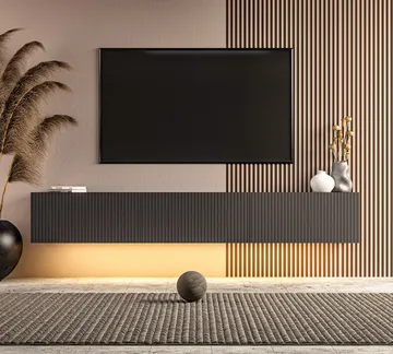 Bruveri TV-bänk 180x28,6x31,4 cm - Antracit - Products - Möbler - TV- & Mediamöbler - TV bänk & mediabänk