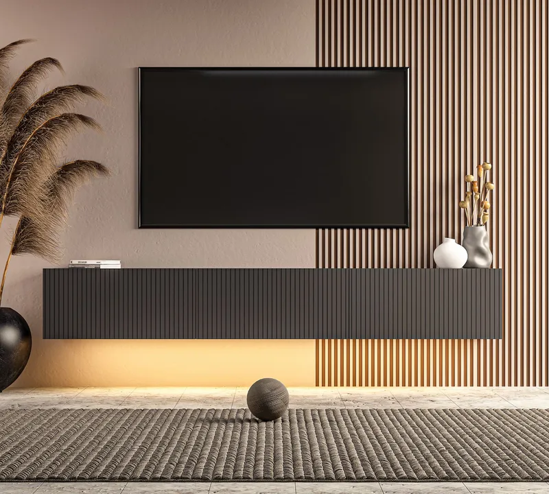 Bruveri TV-bänk 180x28,6x31,4 cm - Antracit - Products - Möbler - TV- & Mediamöbler - TV bänk & mediabänk