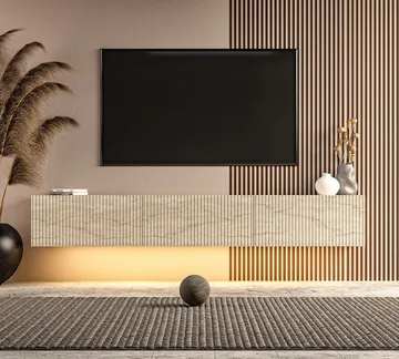 Bruveri TV-bänk 180x28,6x31,4 cm - Travertin - Products - Möbler - TV- & Mediamöbler - TV bänk & mediabänk