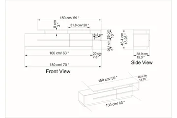 Campora Tv-bänk 150 cm - Mörkbrun/Vit - Products - Möbler - TV- & Mediamöbler - TV bänk & mediabänk