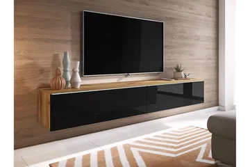 Cuguen Tv-skåp 180 cm Vit LED - Natur/Svart - Products - Möbler - TV- & Mediamöbler - TV bänk & mediabänk