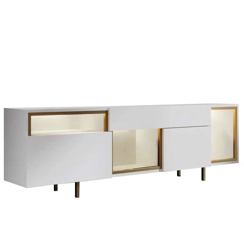 Denvar TV-bänk 180x55x32 cm - vit och guld - Products - Möbler - TV- & Mediamöbler - TV bänk & mediabänk