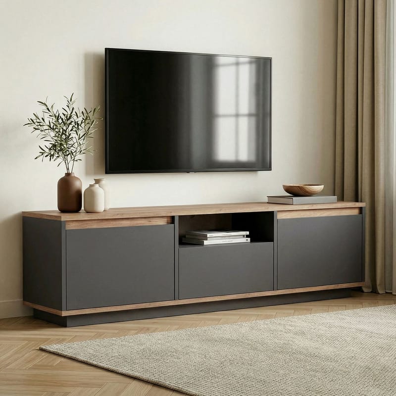 Domar Tv-bänk 160 cm - Antracit, Atlantic pine - Products - Möbler - TV- & Mediamöbler - TV bänk & mediabänk