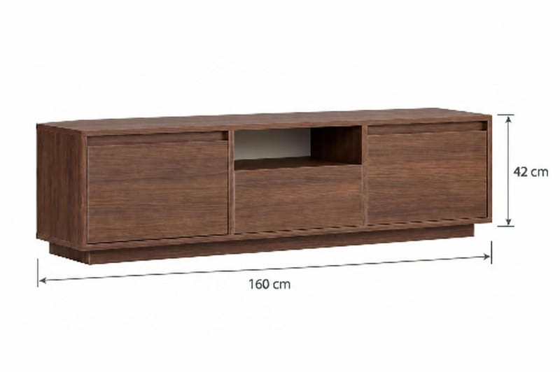 Domar TV-bänk 160 cm med Förvaring, Trä- och Valnötsutseende - Brun - Products - Möbler - TV- & Mediamöbler - TV bänk & mediabänk