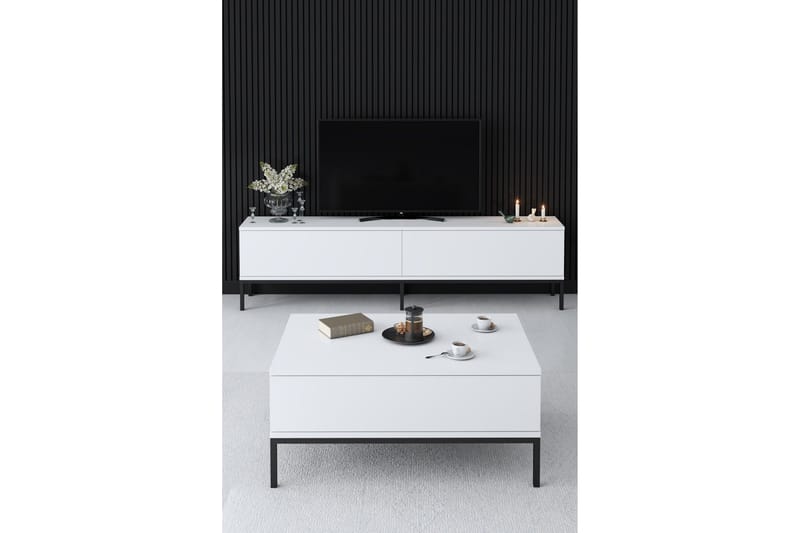 Dorlord Tv-bänk 180 cm - Vit/Svart - Products - Möbler - TV- & Mediamöbler - TV bänk & mediabänk