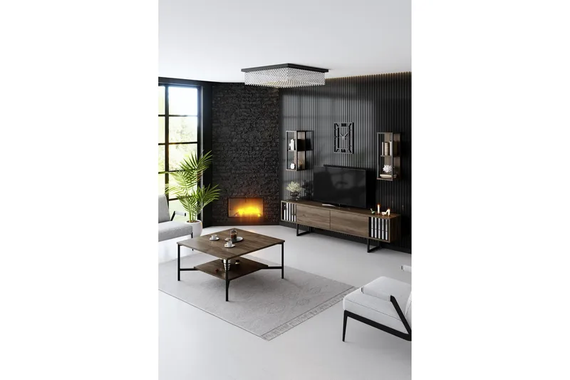 Erdem Tv-bänk 180 cm - Valnöt/Svart - Products - Möbler - TV- & Mediamöbler - TV bänk & mediabänk