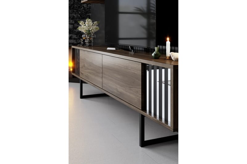 Erdem Tv-bänk 180 cm - Valnöt/Svart - Products - Möbler - TV- & Mediamöbler - TV bänk & mediabänk