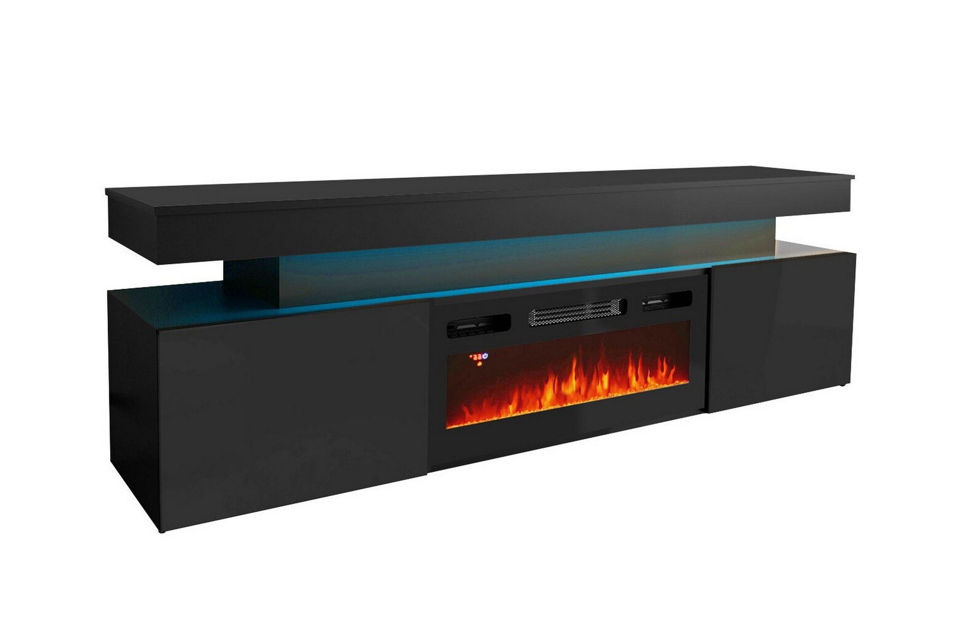 Glenndale Tv bänk med Förvaring + LED kamin + Belysning 190