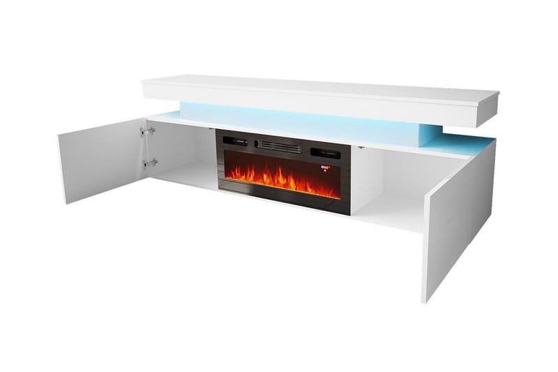 Glenndale Tv bänk med Förvaring + LED kamin + Belysning 190 - Svart - Products - Möbler - TV- & Mediamöbler - TV-skåp