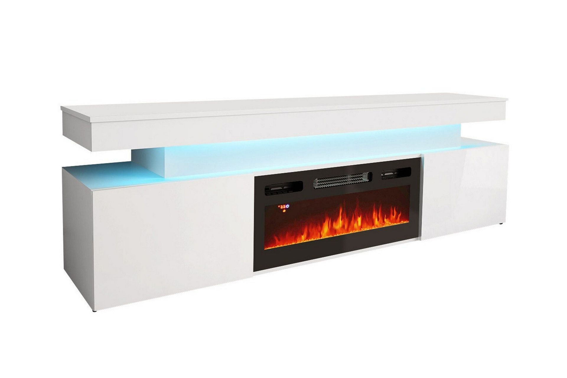 Glenndale Tv bänk med Förvaring + LED kamin + Belysning 190 cm